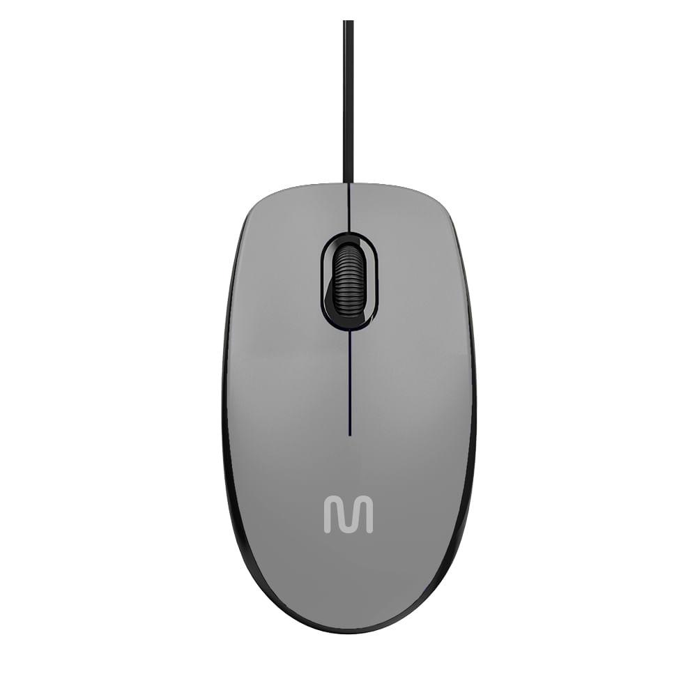 Mouse Silencioso USB 1200DPI Fio Cinza Multi - 1