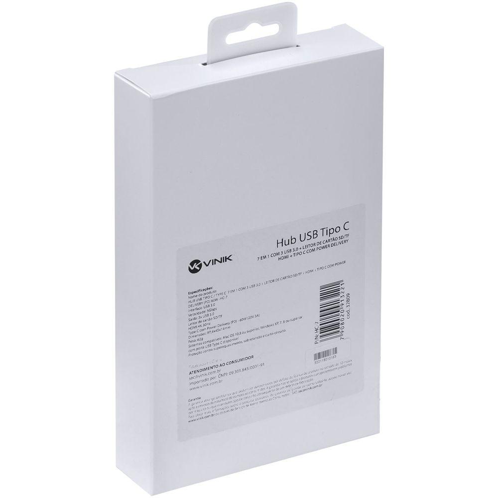 Hub USB C 7 em 1 HC7 3x USB 3.0 HDMI SD/TF PD VINIK - 3