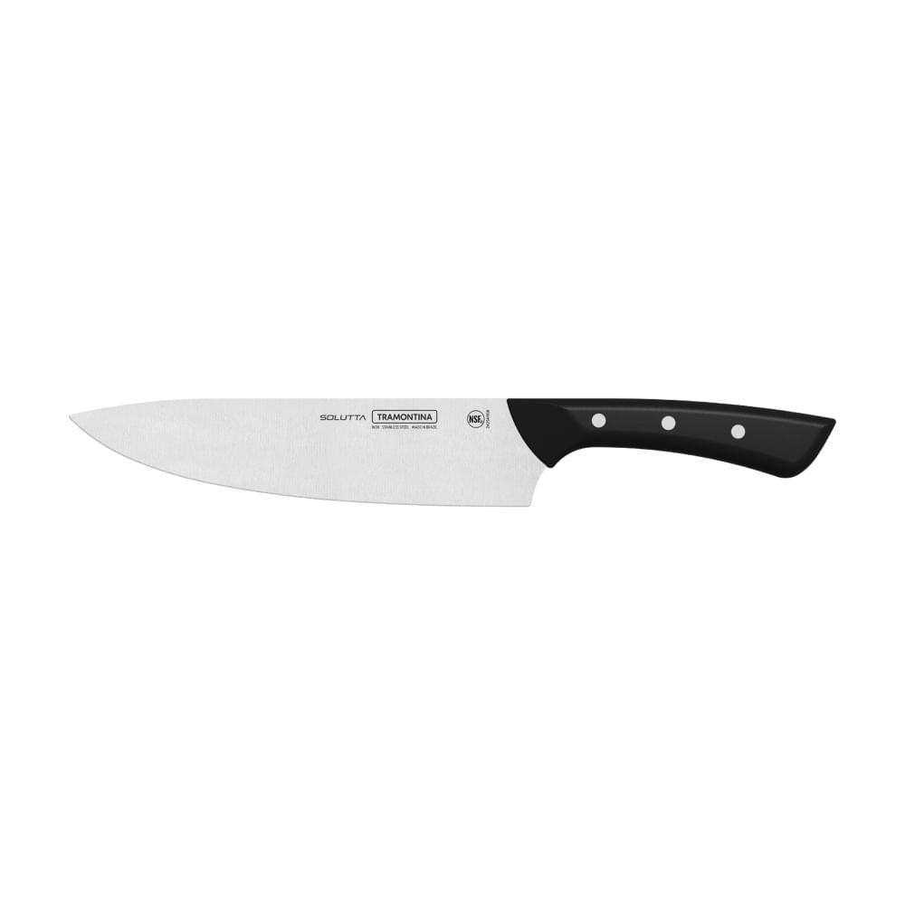 Faca Chef Solutta Aço Inox Cabo Preto 8" Tramontina - 1