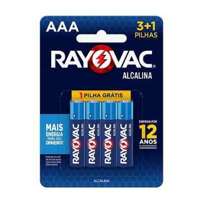 Pilha Alcalina AAA com 4 Unidades RAYOVAC