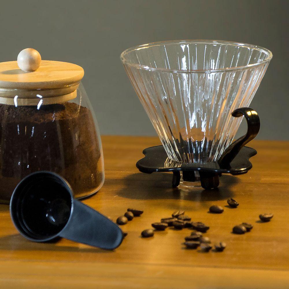 Suporte Filtro Café Borosilicato Transparente Com Acessório - 3