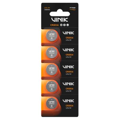 Bateria Litio CR2016 Vinik 3V Pacote 5 Unidades VB16B5