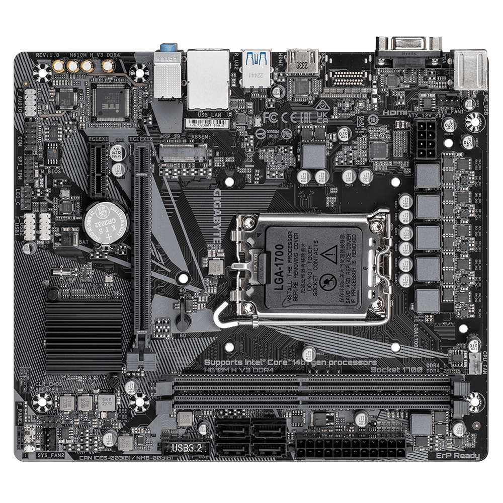 Placa Mãe H610M H V3 LGA 1700 M.2 DDR4 MATX Gigabyte - 9