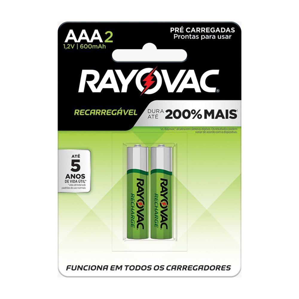 Pilha Recarregavel Eco AAA 600mAh RAYOVAC 2 Unidades - 1
