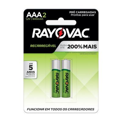 Pilha Recarregavel Eco AAA 600mAh RAYOVAC 2 Unidades