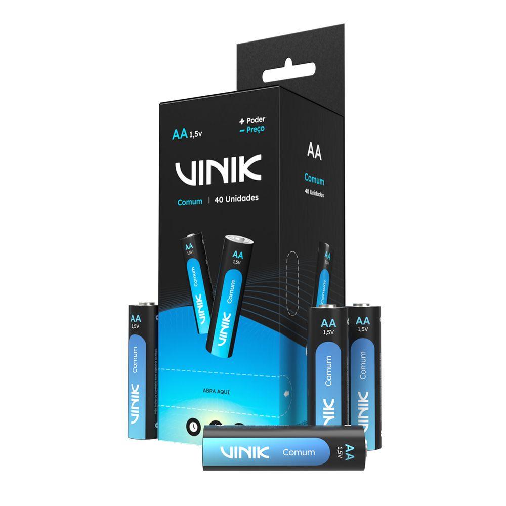 Pilha Comum AA 1.5V Tubo com 40 Unidades Vinik - 2
