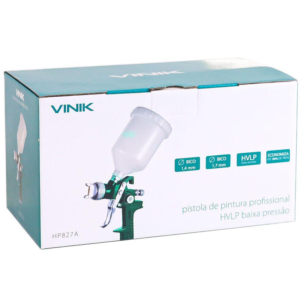 Pistola Pintura HVLP HP827A 2 Bicos 1.4/1.7mm Sem Copo VINIK - 5