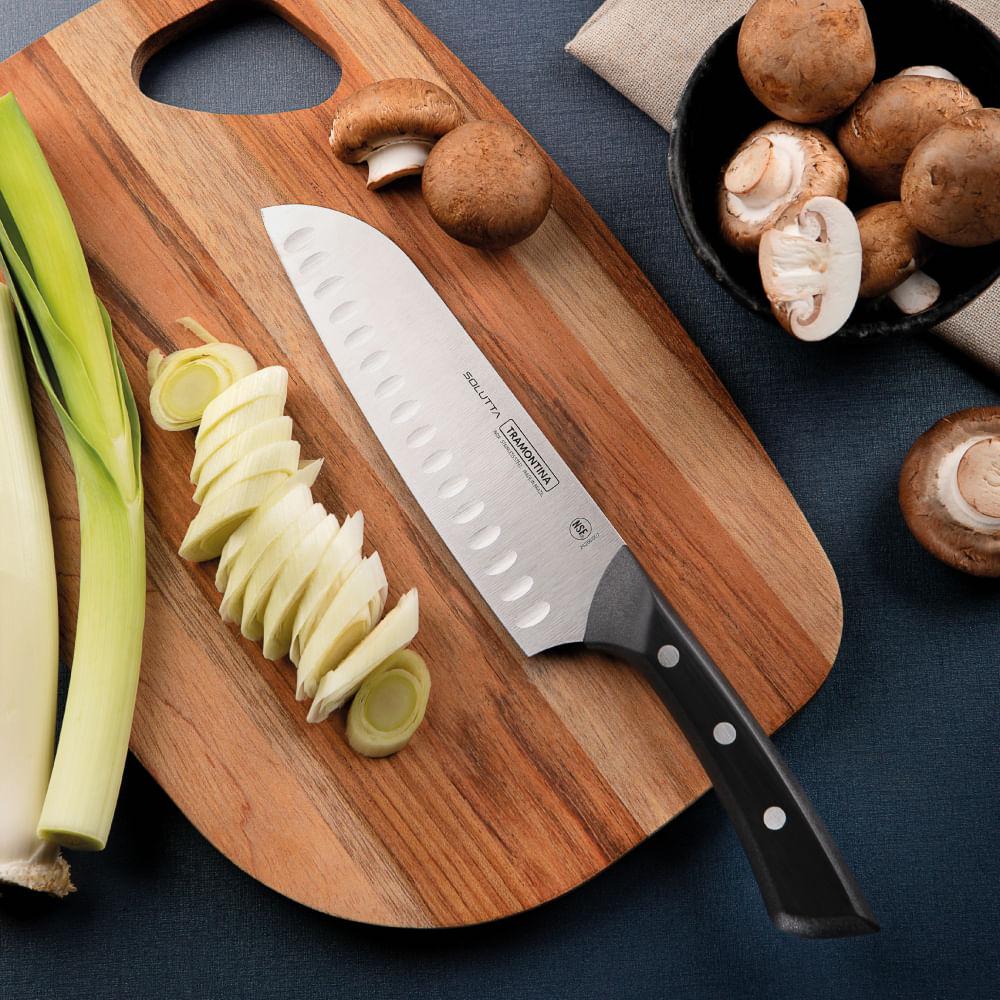 "Faca Santoku Solutta Inox Policarbonato Preto 7""" - 2