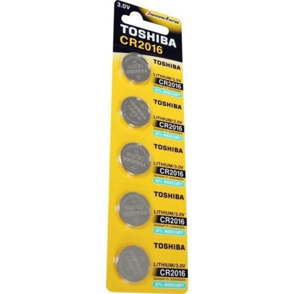 Pilha Moeda Lithium 3V CR2016 (Com5 Pilhas) Toshiba - 2