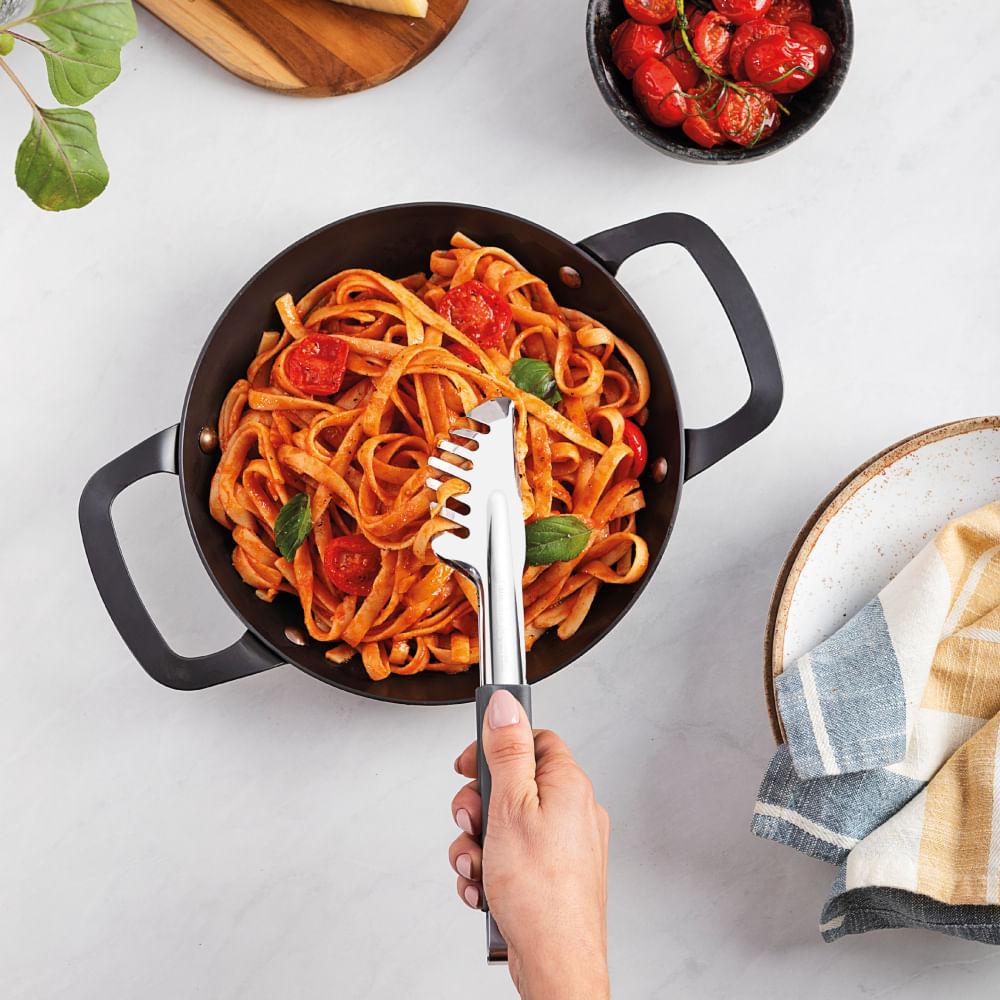 Pegador Utilitá Inox Cabo Emborrachado Cinza 24cm - 2