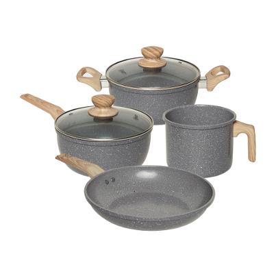 Conjunto De Panelas 4 Peças Com Revestimento Cerâmico Marble Edition - Dark Grey