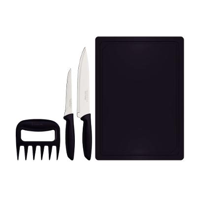 Jogo Tramontina Plenus Aço Inox Preto 4 Peças