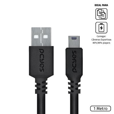 Cabo USB A 2.0 para Mini B 1m Cobre Puro PCYES