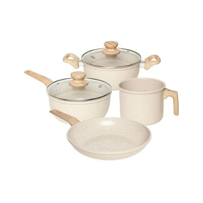 Conjunto Panelas 4 Peças Cerâmica Marble Cream Oster