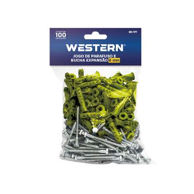 Parafuso e Bucha Expansão Western 6mm 100 Peças