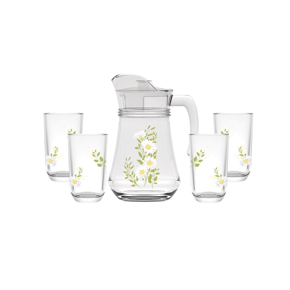 Conjunto Jarra e 4 Copos Vidro Margarida Hauskraft - 1