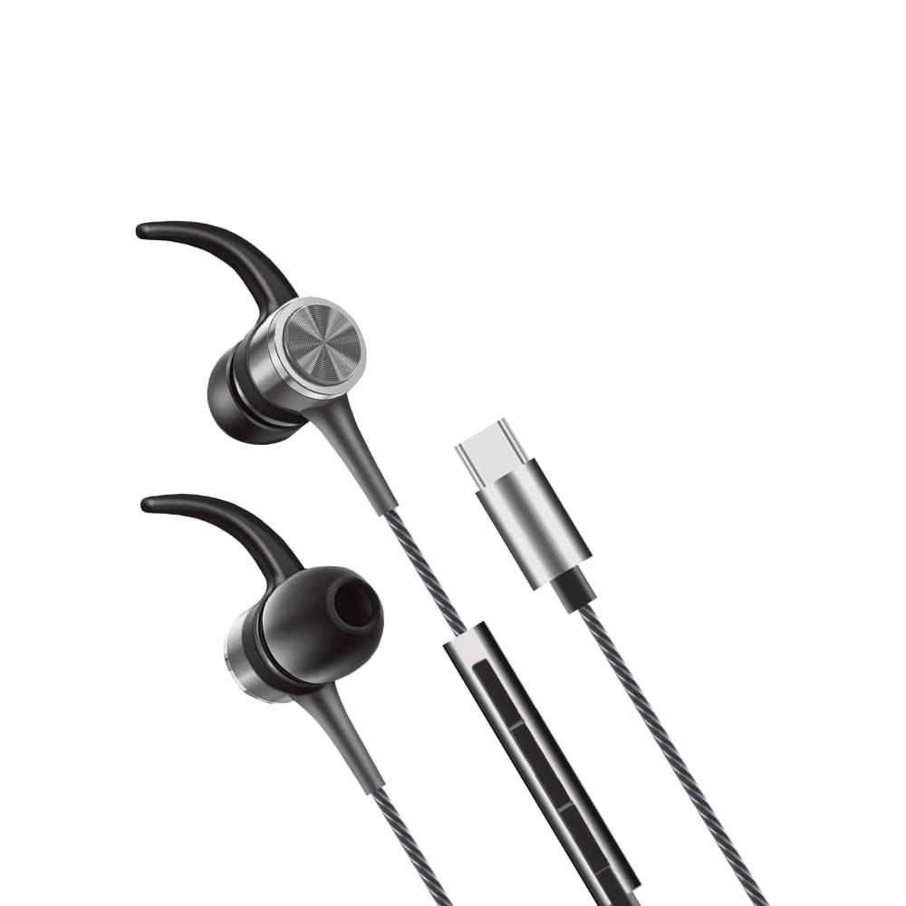 Fone de Ouvido Geonav com Fio USB-C e Microfone Preto - 3