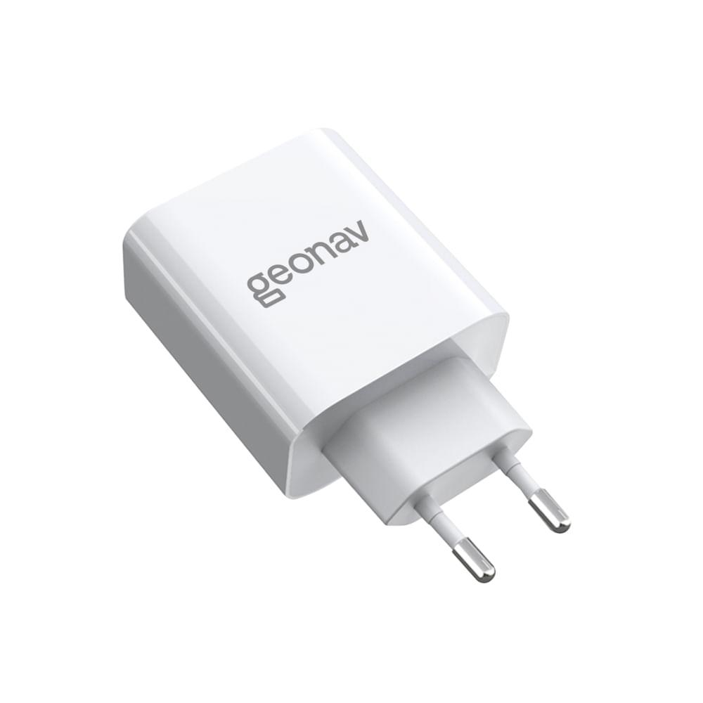 Carregador Turbo Geonav GaN 48W com Portas USB-C e USB Branco - 1