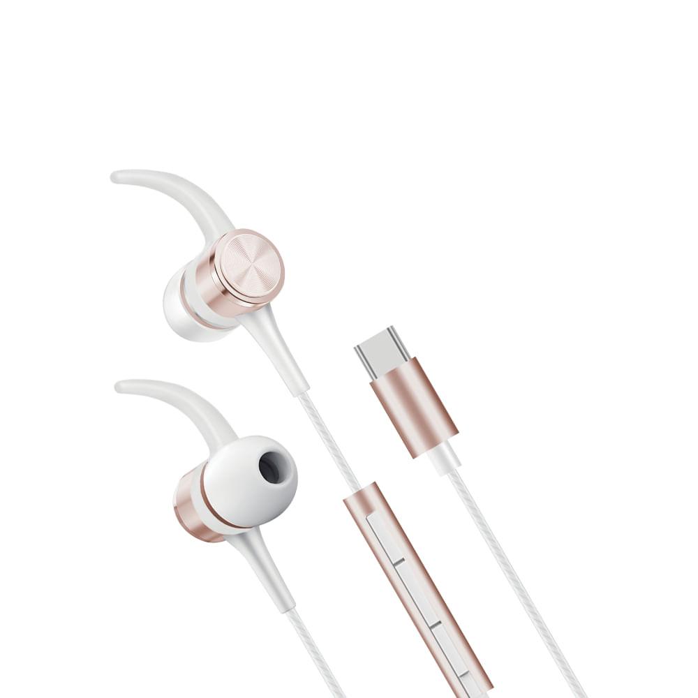 Fone de Ouvido Geonav com Fio USB-C e Microfone Rosa - 3
