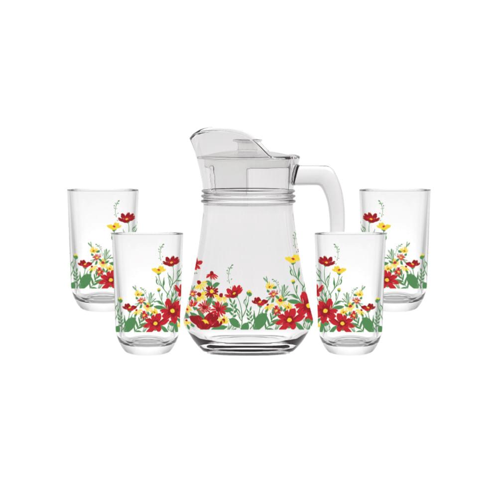 Conjunto Jarra e 4 Copos Vidro Jardim Hauskraft - 1