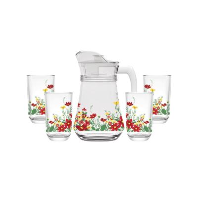 Conjunto Jarra e 4 Copos Vidro Jardim Hauskraft
