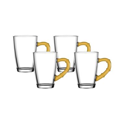 Conjunto 4 Canecas Cris Hauskraft Vidro Bambu 210ml