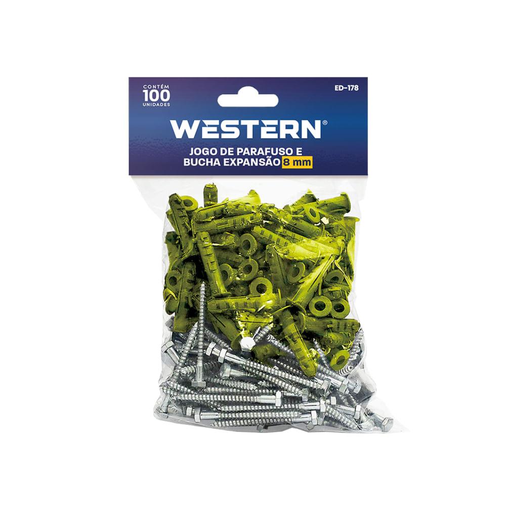 Parafuso e Bucha Expansão Western 8mm 100 Peças - 1