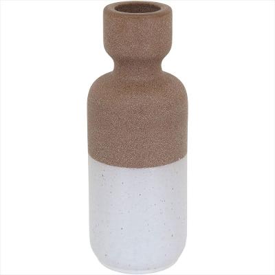 Castiçal Cerâmica 26x10x10cm Bege