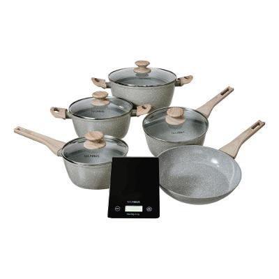 Conjunto Panelas 5 Peças Cerâmica Balança Digital Cappuccino Neuhaus