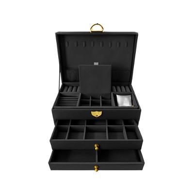 Porta Joias de Veludo 3 Níveis Preto OEM PRTJ-001PT