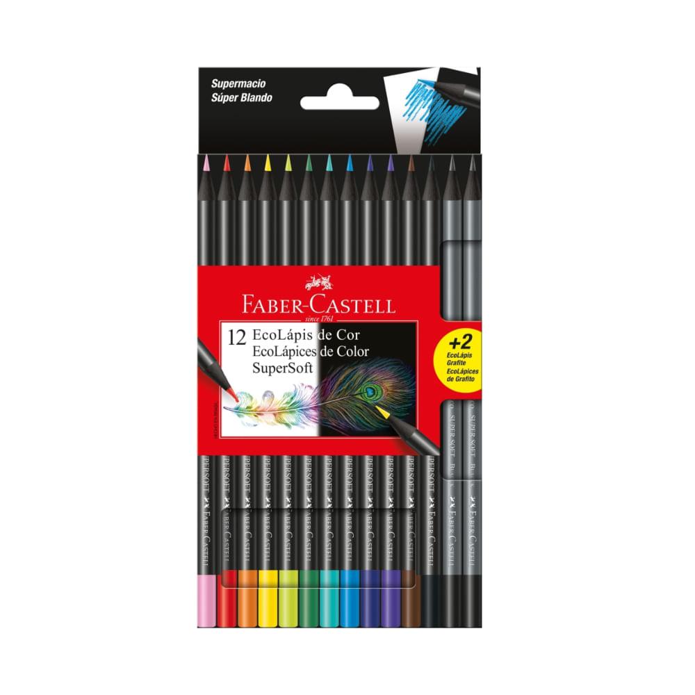 Ecolápis de Cor Supersoft 12 + 2 Faber-Castell - 1