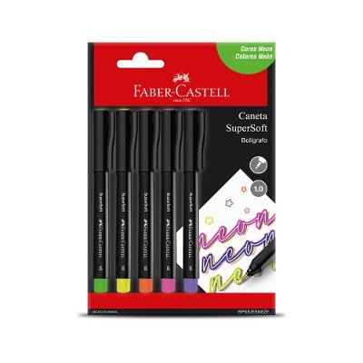 Caneta Supersoft 1,0mm Neon - Cartela 5 Unidades Faber-Castell