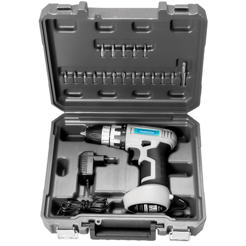 Parafusadeira e Furadeira Tramontina 42381020 Bateria 7,2V Cinza Bivolt com Maleta 20 Peças - 2