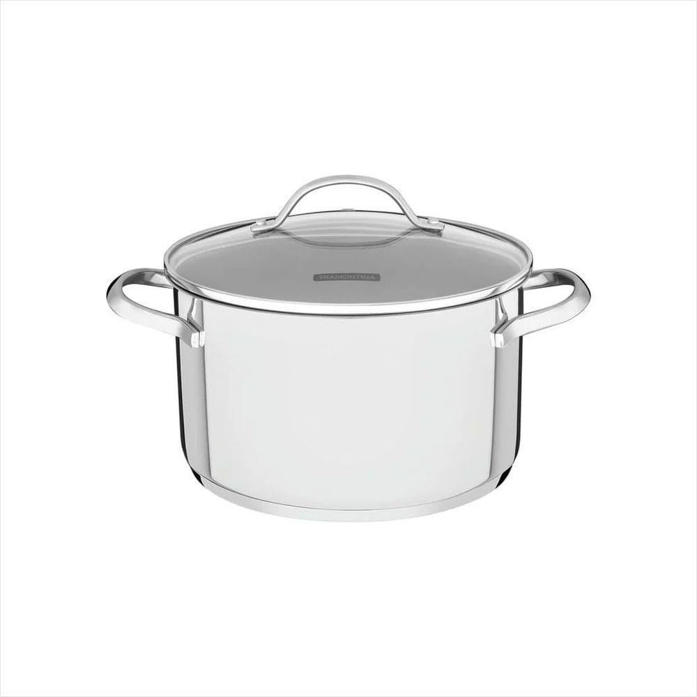 Caçarola Funda Aço Inox com Fundo Triplo e Tampa de Vidro 16 cm 1,8 L - 1