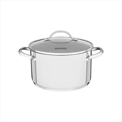 Caçarola Funda Aço Inox com Fundo Triplo e Tampa de Vidro 16 cm 1,8 L