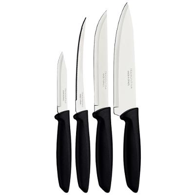 Jogo Facas Inox 4 Peças Plenus Preto Tramontina