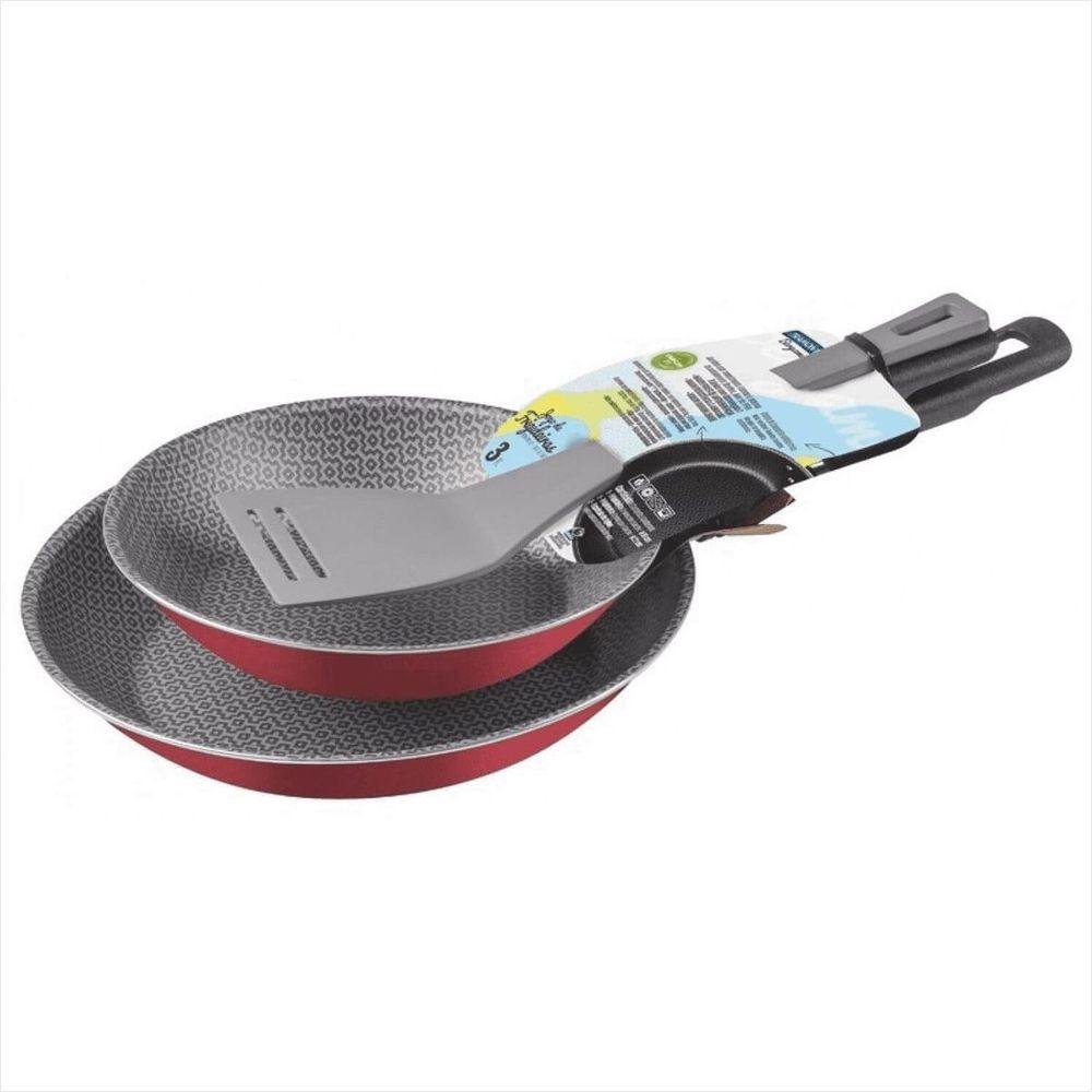 Jogo de Frigideiras Tramontina Antiaderente Loreto 3 Peças Vermelho - 1