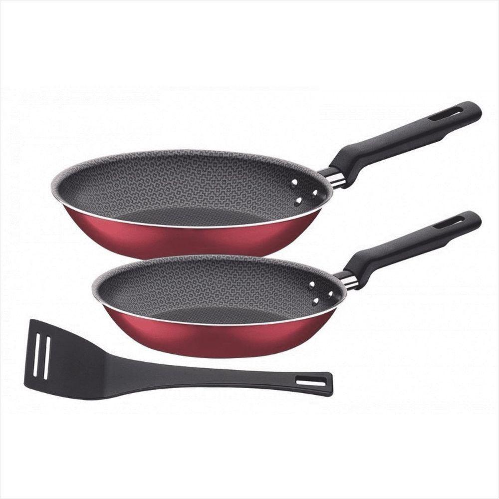 Jogo de Frigideiras Tramontina Antiaderente Loreto 3 Peças Vermelho - 2