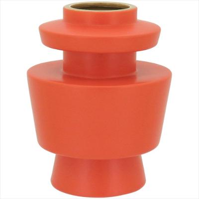 Vaso 16x12x12cm Cerâmica Laranja Valvola - NH