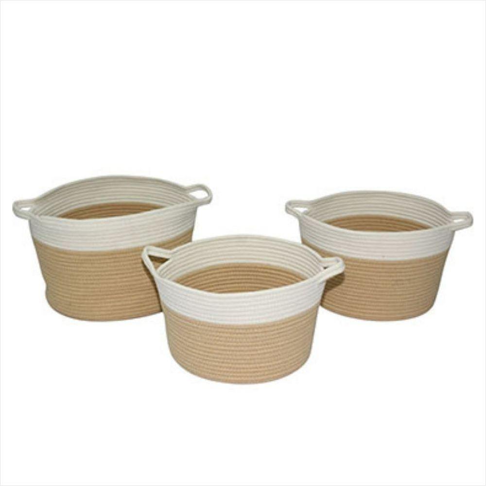 Cesta Tecido Allegra Bege e Branco 3 Peças - NH - 1