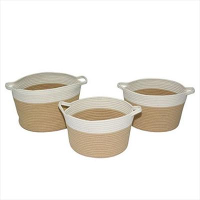 Cesta Tecido Allegra Bege e Branco 3 Peças - NH