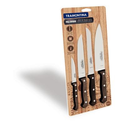 Jogo Facas Inox 4 Peças Polywood Castanho Tramontina
