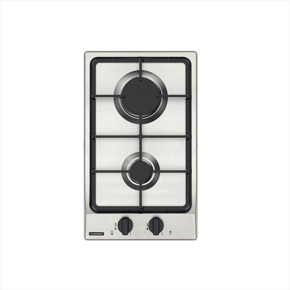 Cooktop de Embutir 2 Bocas a Gás Inox Trempes de Ferro Dominó FF 2GX 30 Bivolt Tramontina - 1