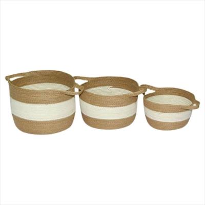 Cesta Fibra Bege Bangli 3 Peças