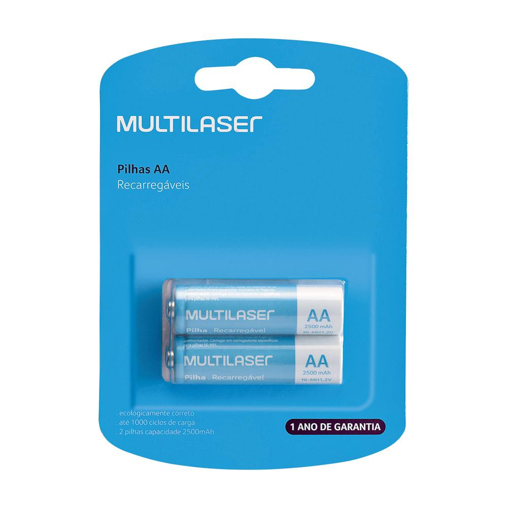 Pilhas Recarregáveis AA Multilaser 2500Mah Com 2 Unidades - CB053 - 1