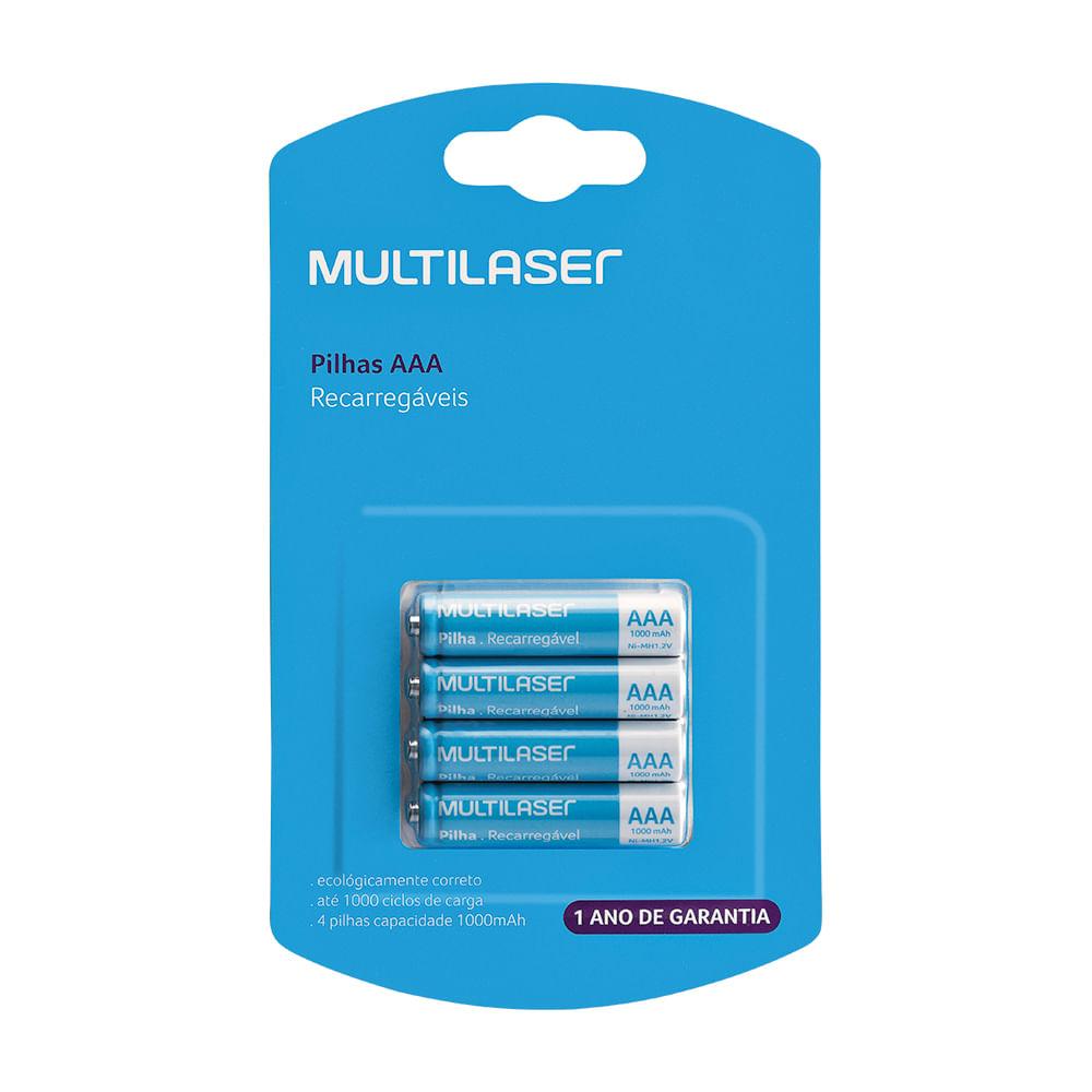 Pilhas Recarregáveis Aaa Multilaser 1000Mah Com 4 Unidades - CB050 - 1