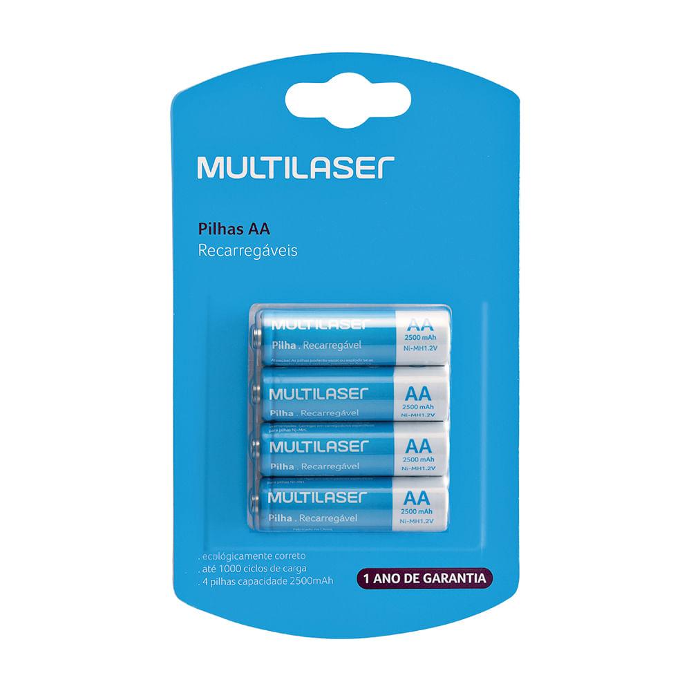 Pilhas Recarregáveis Aa 2500Mah Com 4 Unidades Multilaser - CB052 - 1