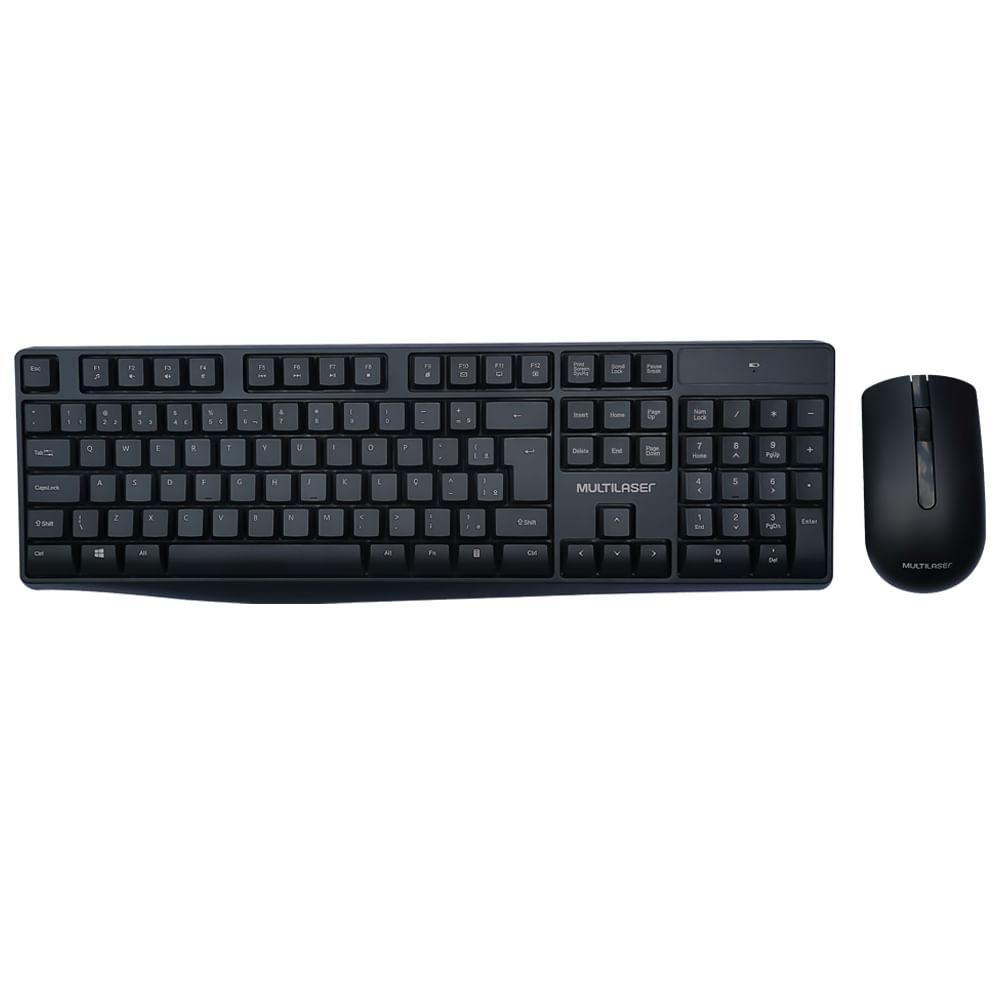 Kit Combo Teclado e Mouse Sem Fio Slim Preto - TC270 - 1