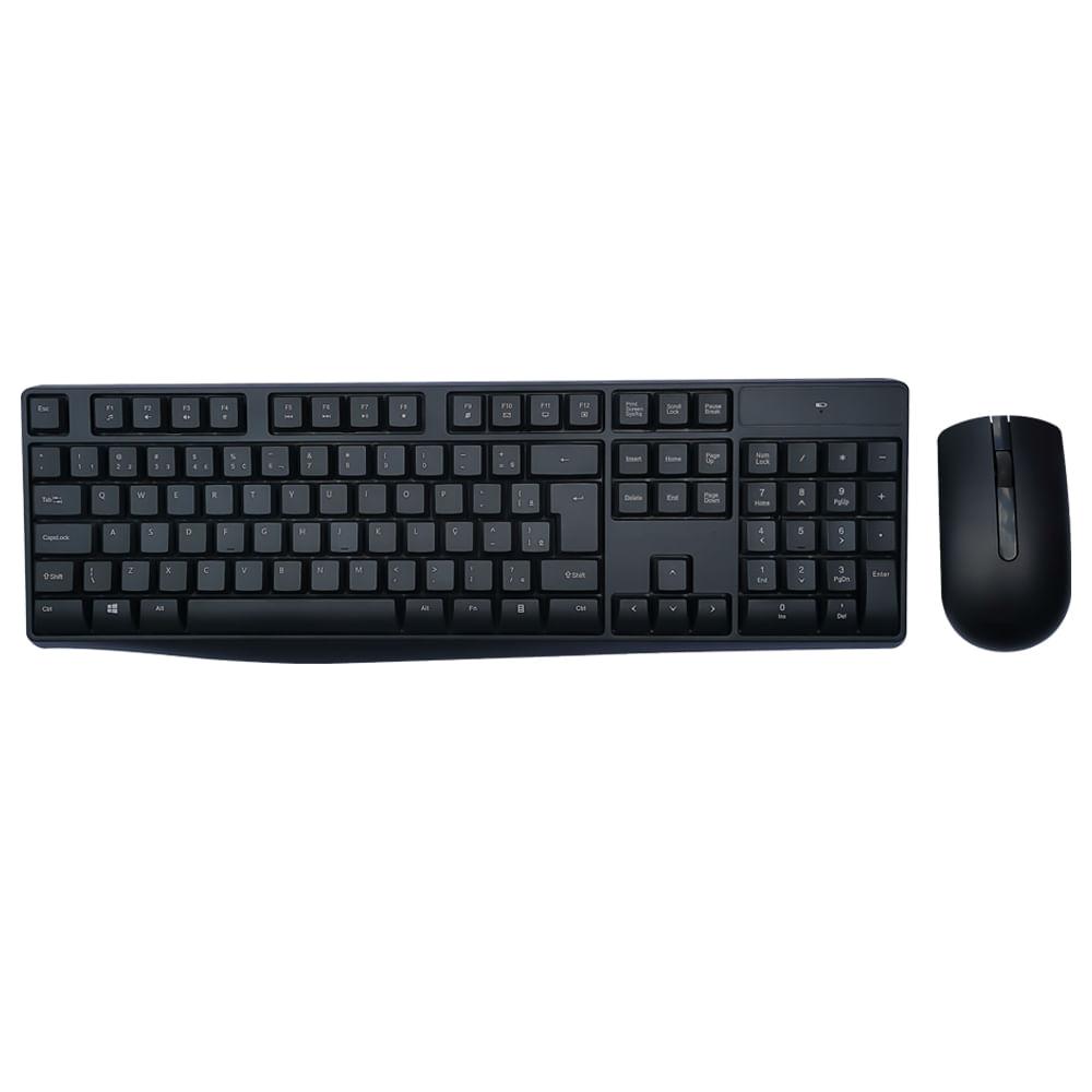 Kit Combo Teclado e Mouse Sem Fio Slim Preto - TC269 - 1