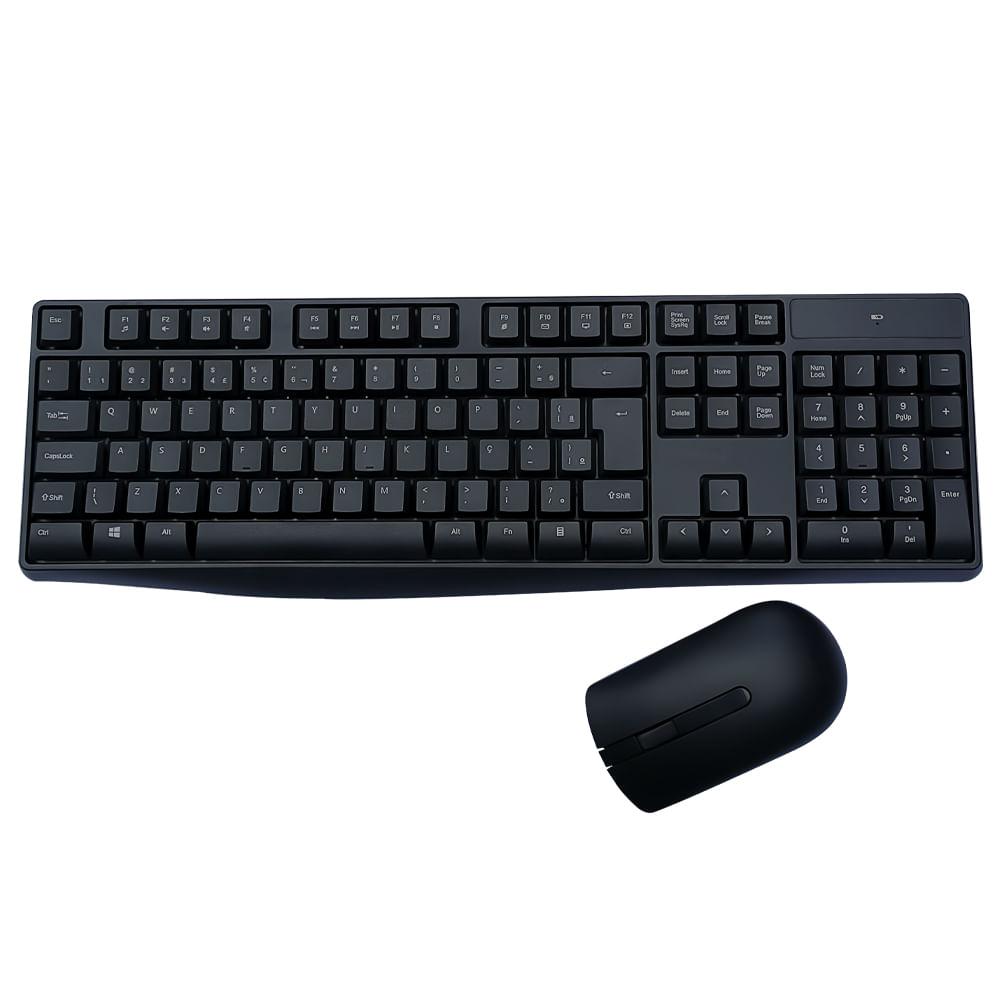 Kit Combo Teclado e Mouse Sem Fio Slim Preto - TC269 - 2